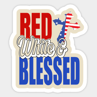 red white and blessed 4th of july gift.. Sticker